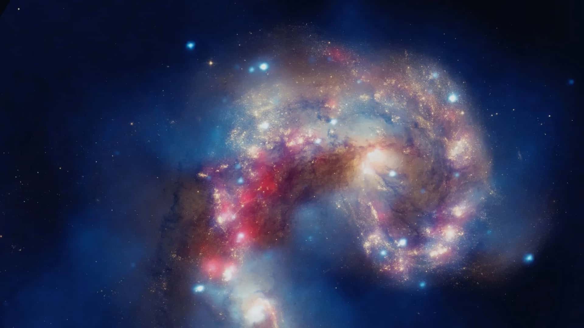 Hubble ve Chandra verileriyle oluşturulan Anten Galaksileri görüntüsü (NASA, ESA, STScI, JPL-Caltech, CXC, SAO)